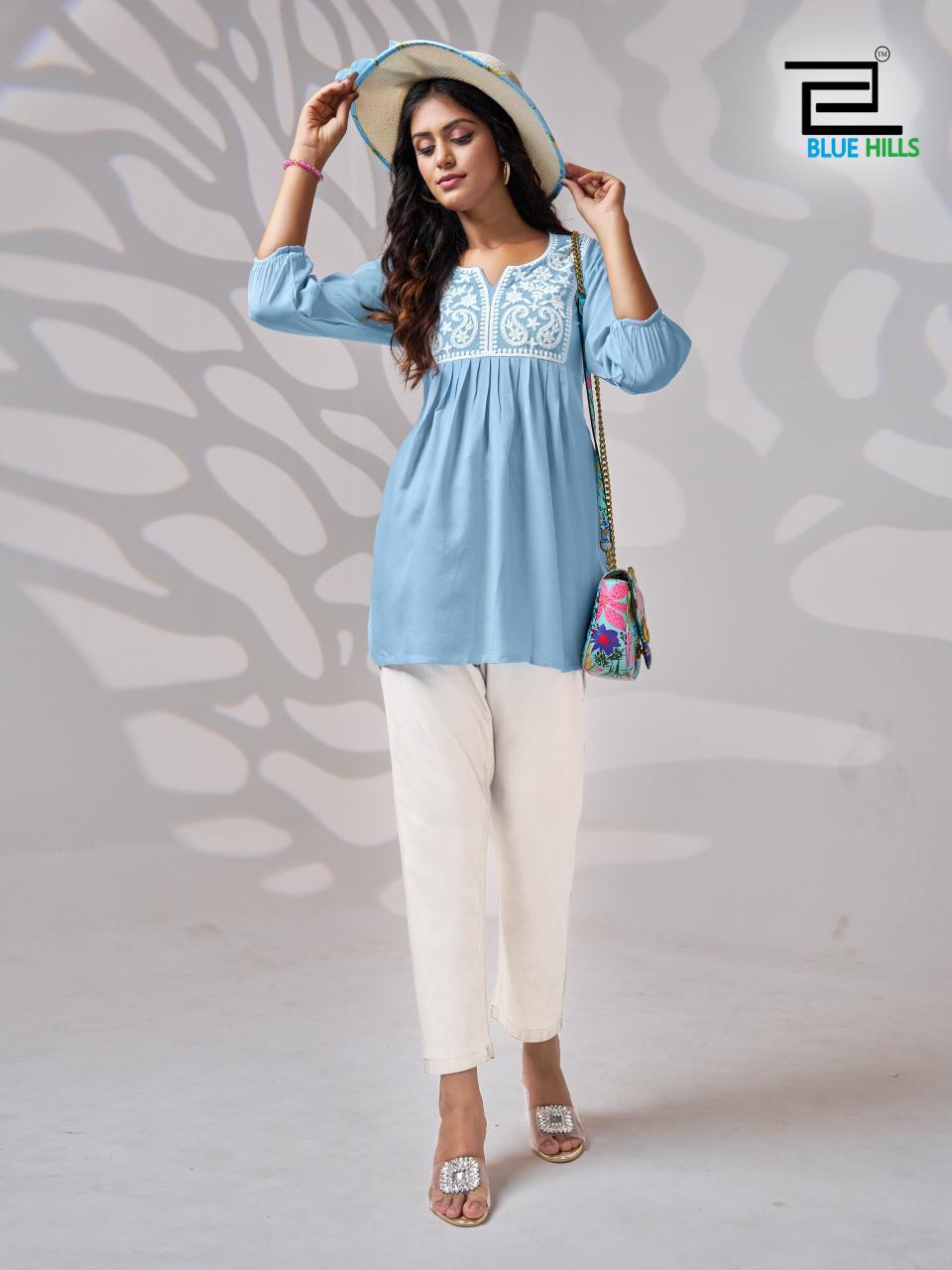 Universe By Blue Hills Rayon Embroidered Ladies Top Wholesale Price In Surat
